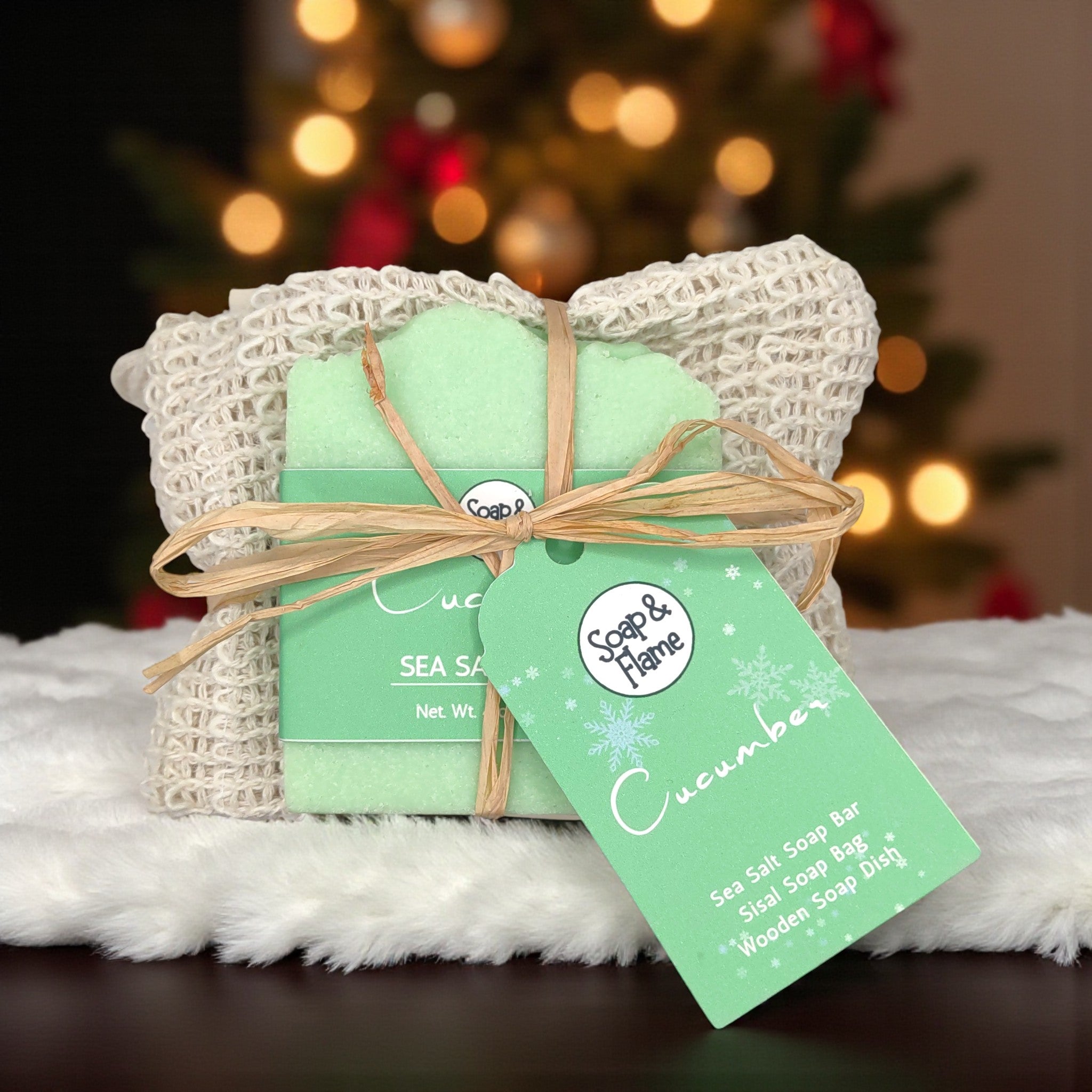 Cucumber Soap, Soap Bag & Soap Dish Gift Set