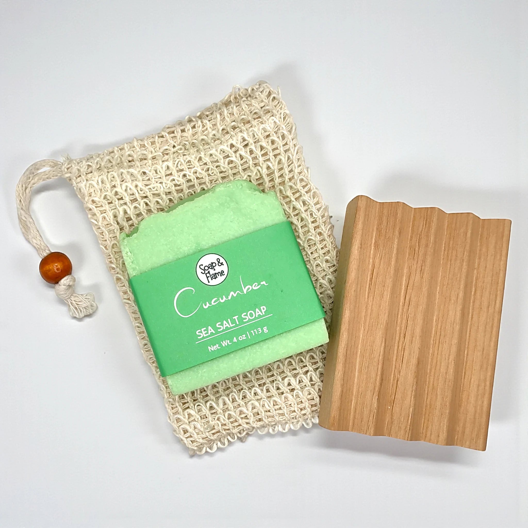 Cucumber Soap, Soap Bag & Soap Dish Gift Set