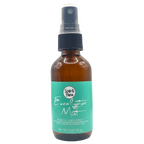 Brown spray bottle with a teal label on a white background of Eucalyptus and Mint Room and Linen Spray