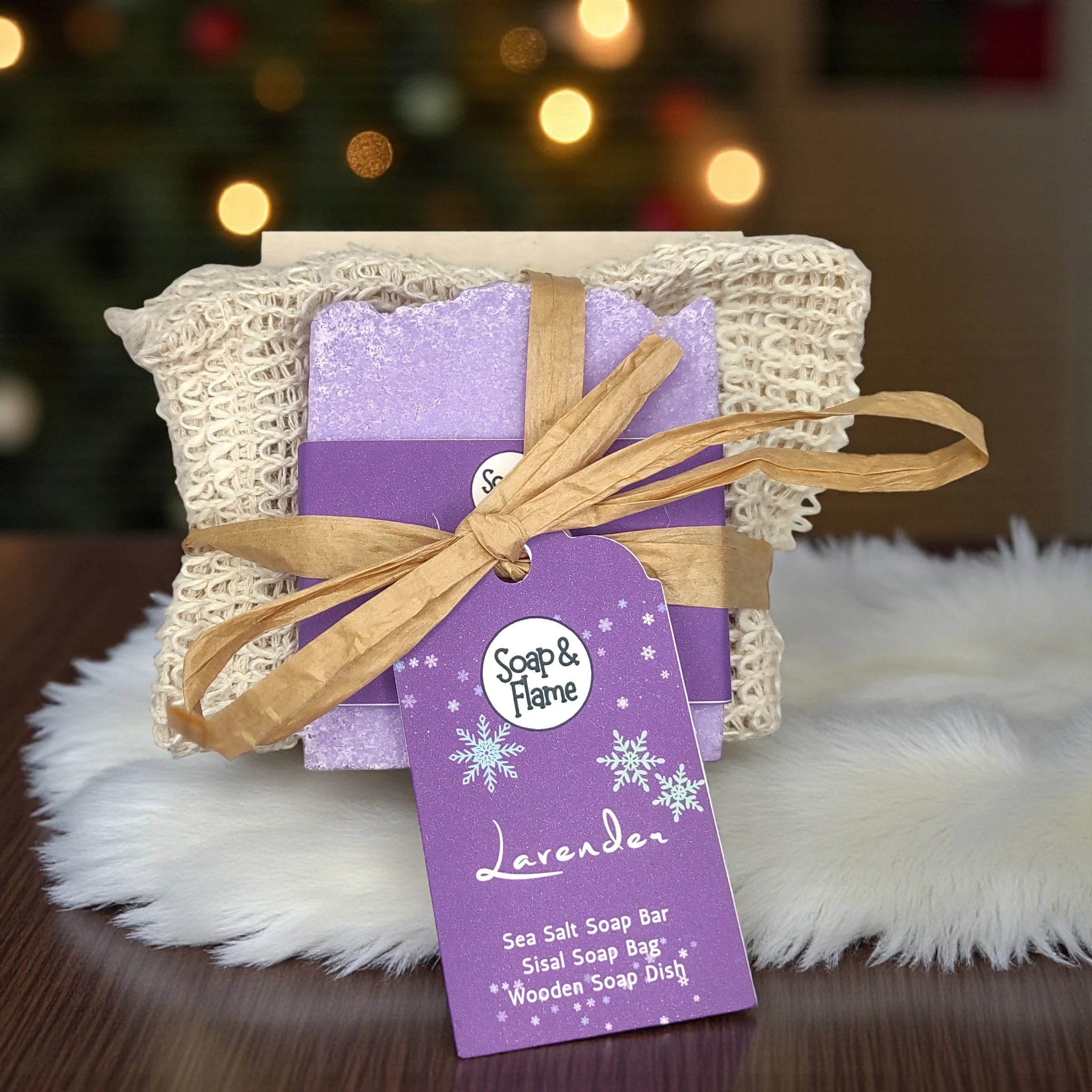 Lavender Soap, Soap Bag & Soap Dish Gift Set