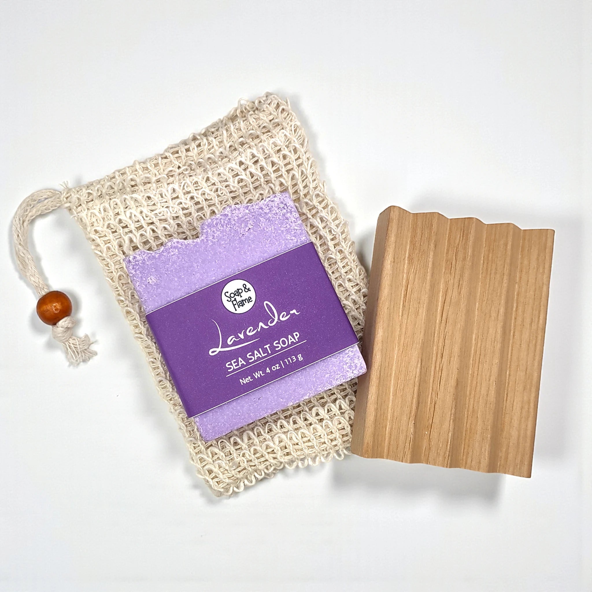 Lavender Soap, Soap Bag & Soap Dish Gift Set
