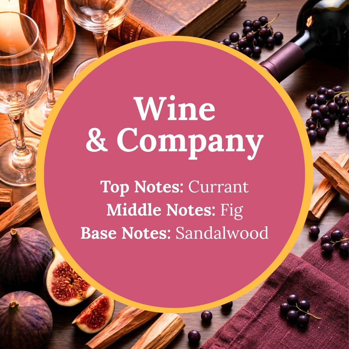 wine and company infographic Top Notes: Currant
Middle Notes: Fig
Base Notes: Sandalwood
