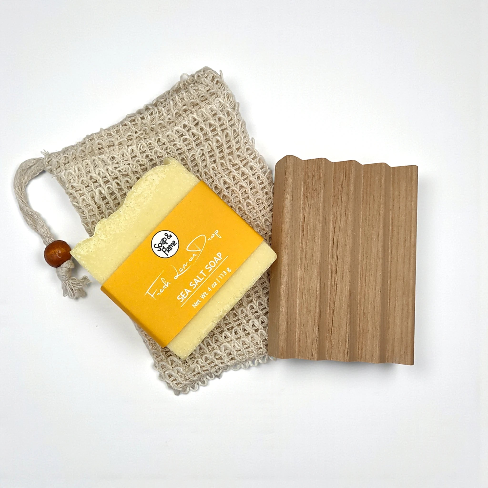 Fresh Lemon Drop Soap, Soap Bag & Soap Dish Gift Set